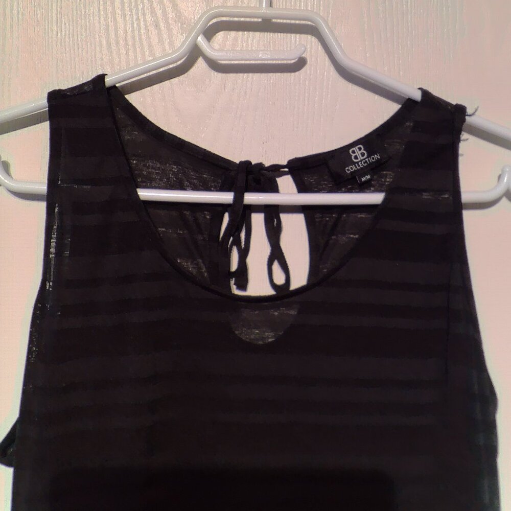 Women's Black Sheer Sun Dress/Cover Up Size Medium "BB Collection" - VGC - Picture 2 of 4